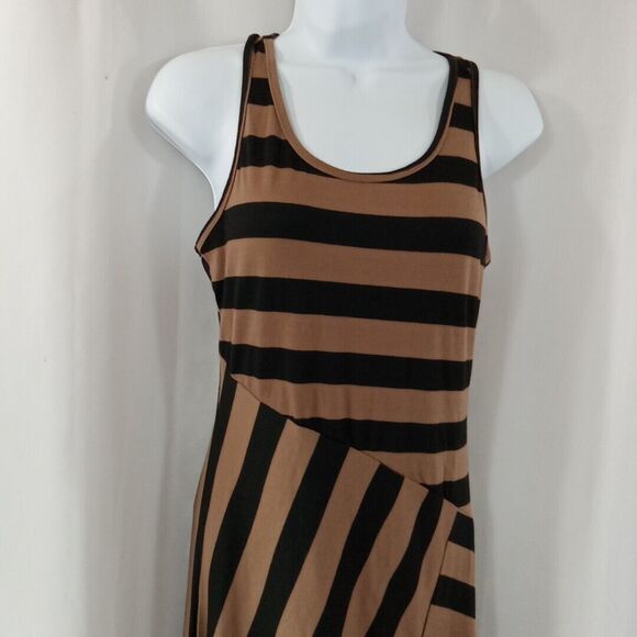 Cristinalove Dress Women's Size Medium Stretchy Striped Black Brown - Picture 4 of 13